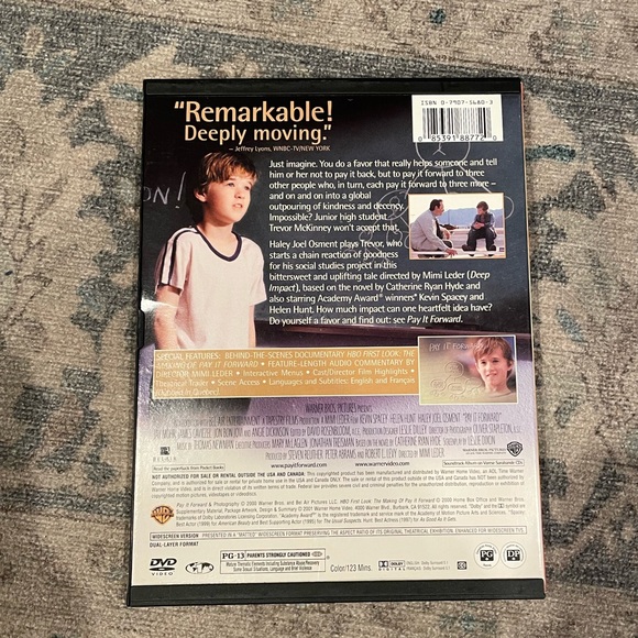 {Pay It Forward} DVD, excellent used condition 2000 - Picture 2 of 4
